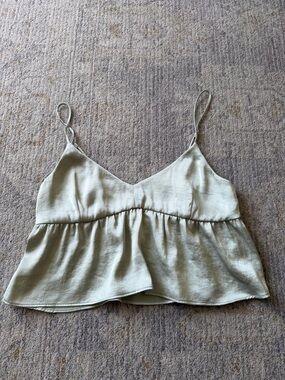 Wilfred Sage Green Peplum Spaghetti Strap Cami